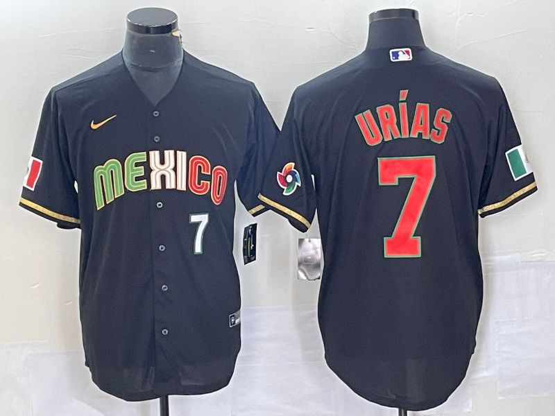 Men 2023 World Cub Mexico 7 Urias Black Nike MLB Jersey style 91841